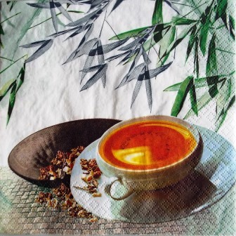 Tasse et feuilles de thé