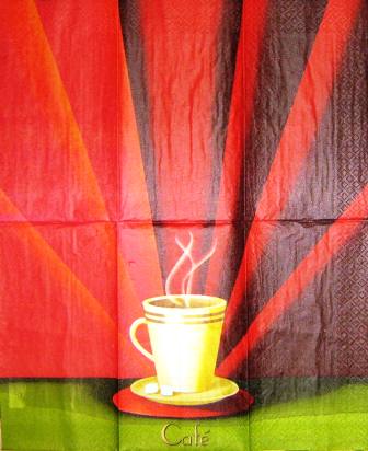Grande tasse à café, fond rouge et vert