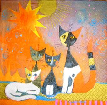 Famille 4 chats de Rosina W. au soleil
