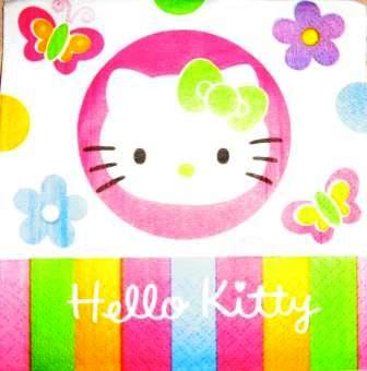 Hello Kitty, fleurs et papillons