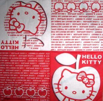 Hello Kitty pomme fond rouge