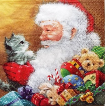 Le Père-Noël et le chaton gris