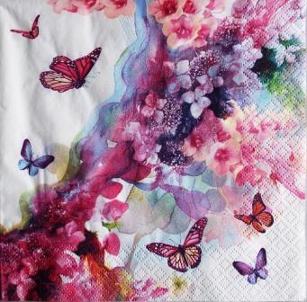Papillons et fleurs en aquarelle