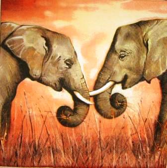 2 éléphants face à face