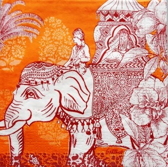 Eléphant d'Asie fond orange