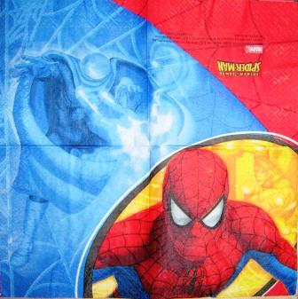 Spiderman fond jaune, rouge et bleu PM