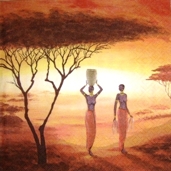 Femmes africaines sur beau paysage