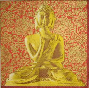Bouddha doré sur fond rouge et or