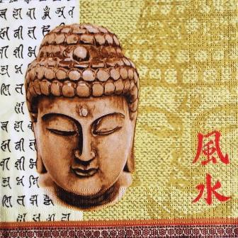 Tête de Bouddha et calligraphie chinoise