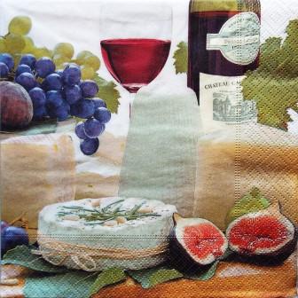 Vin, fromages, raisin et figues