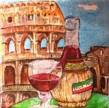 Vin italien devant le Colisée