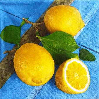 3 beaux citrons, fond bleu