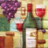 Autour du vin : bouteille, raisin, verre,...