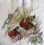 Vaches et fleurs de montagne
