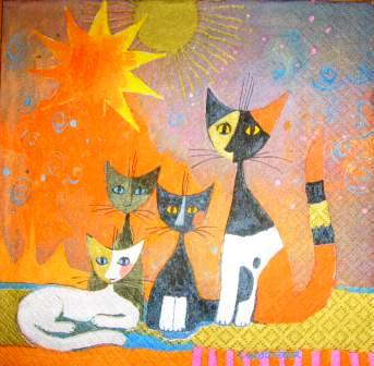 Famille 4 chats de Rosina W. au soleil