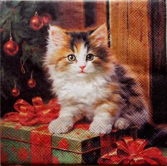 Chat &agrave; poils longs de No&euml;l