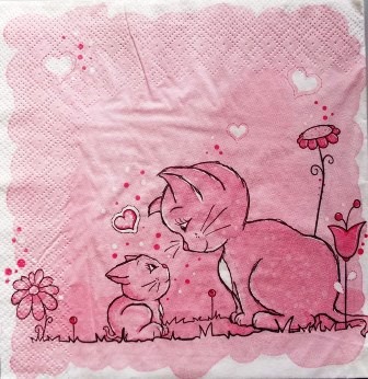 Maman chat et son chaton, en rose