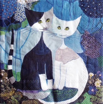 Les chats fond bleu de Rosina W.