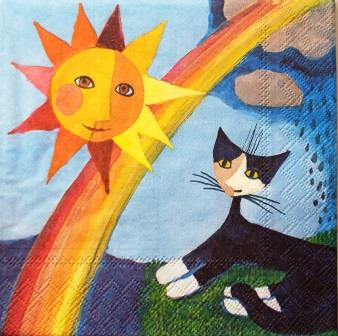 Chat, soleil et arc en ciel de Rosina W.