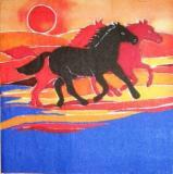 Dessins de chevaux au coucher de soleil