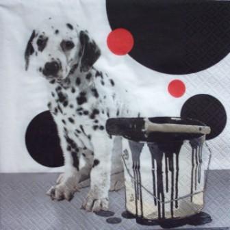 Le dalmatien au pot de peinture