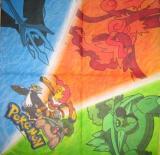 Pokemon fond bleu, orange et vert
