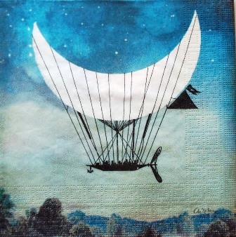 Voyage de la lune en ballon dirigeable