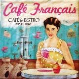 Femme, café et pâtisserie : café français