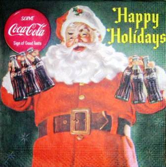 Père-Noël et bouteilles de Coca-Cola