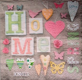 Déco "home" avec coeurs, papillons