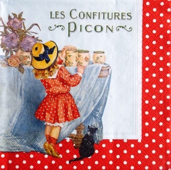 Confitures Picon : petite fille et chat