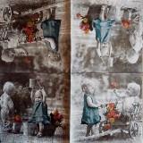 Les 2 enfants rétro et les fleurs