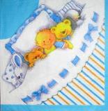 Bébé garçon dans sont lit avec nounours