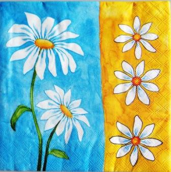 Marguerites fond bleu et jaune