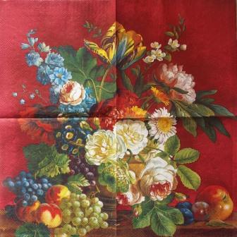 Bouquet de fleurs et fruits