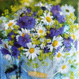 Bouquet de fleurs blanches et violettes