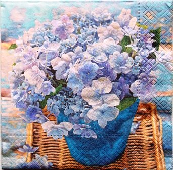 Joli pot de fleurs bleues