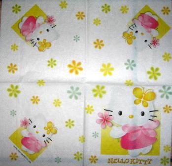 Hello Kitty aux fleurs sur fond blanc