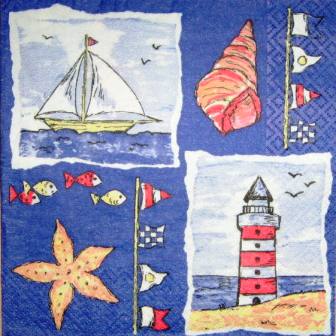 Vignettes phare, bateau,...