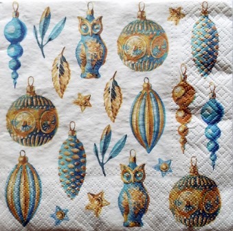 Boules de No&euml;l bleu et or