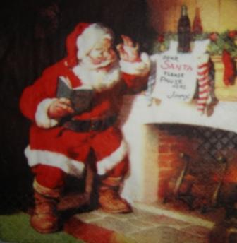 Père Noël devant la cheminée - avec Coca