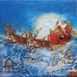 Traineau du Père-Noël sur le village