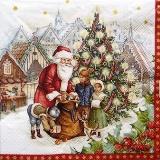 Père-Noël et enfants au sapin de Noël