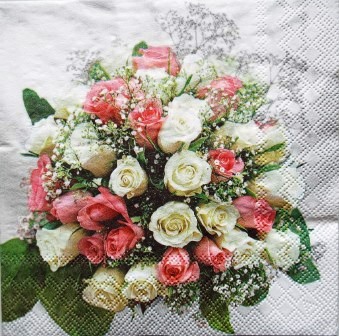 Bouquet de roses blanches et roses