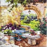 Beau patio fleuri