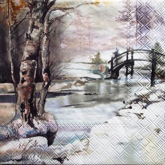 Beau paysage d'hiver avec petit pont